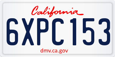 CA license plate 6XPC153