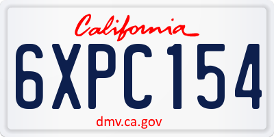 CA license plate 6XPC154
