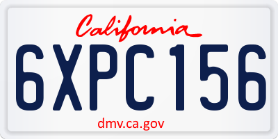 CA license plate 6XPC156