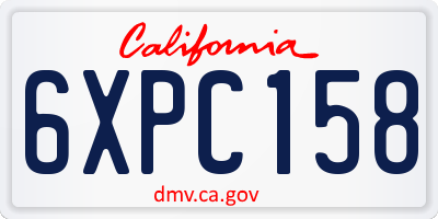 CA license plate 6XPC158