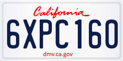 CA license plate 6XPC160