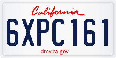 CA license plate 6XPC161