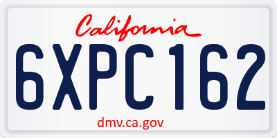 CA license plate 6XPC162