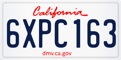 CA license plate 6XPC163