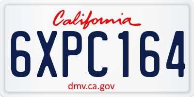 CA license plate 6XPC164