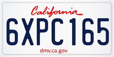 CA license plate 6XPC165