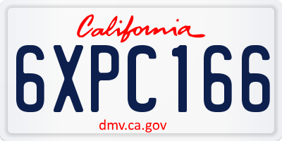 CA license plate 6XPC166