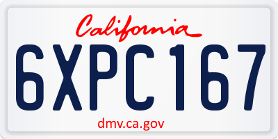 CA license plate 6XPC167