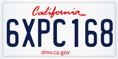 CA license plate 6XPC168