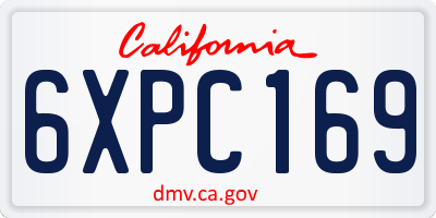 CA license plate 6XPC169
