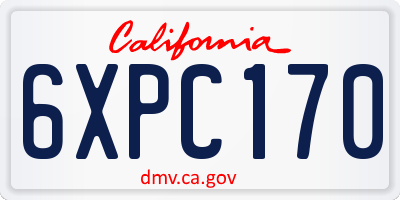 CA license plate 6XPC170