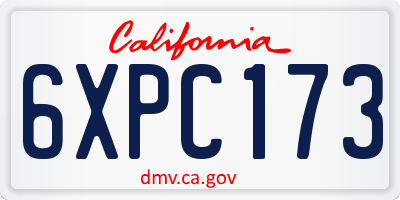CA license plate 6XPC173