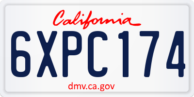 CA license plate 6XPC174