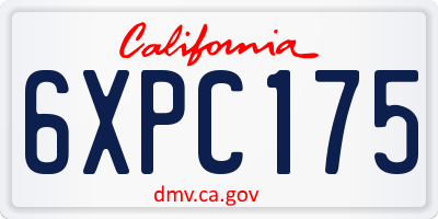 CA license plate 6XPC175