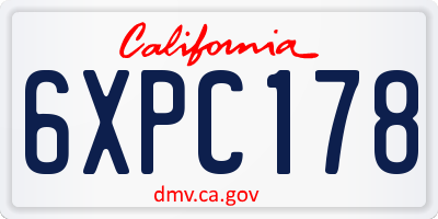 CA license plate 6XPC178