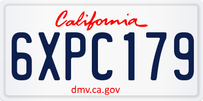 CA license plate 6XPC179
