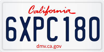 CA license plate 6XPC180