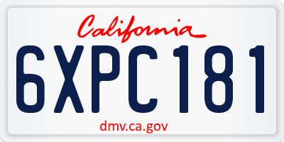 CA license plate 6XPC181