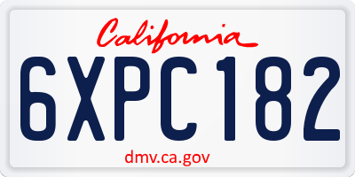 CA license plate 6XPC182