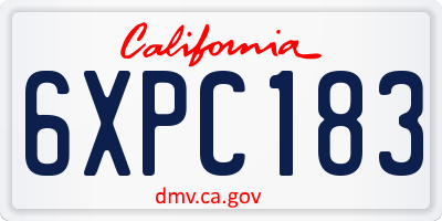 CA license plate 6XPC183