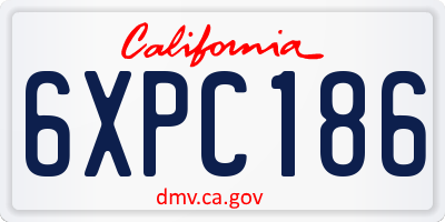 CA license plate 6XPC186