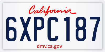 CA license plate 6XPC187
