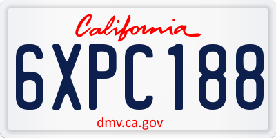 CA license plate 6XPC188