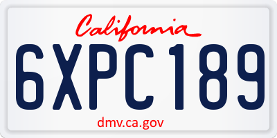 CA license plate 6XPC189