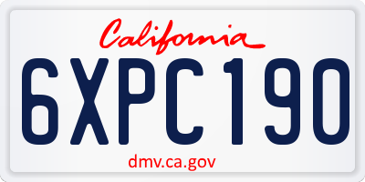 CA license plate 6XPC190