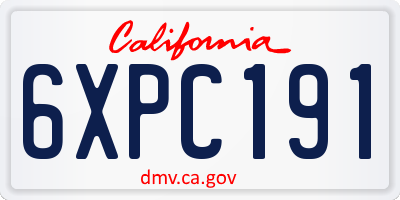 CA license plate 6XPC191