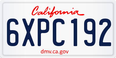 CA license plate 6XPC192