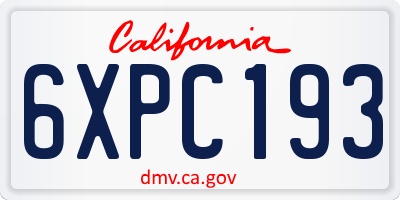 CA license plate 6XPC193