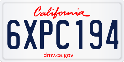 CA license plate 6XPC194