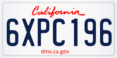 CA license plate 6XPC196