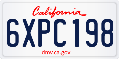 CA license plate 6XPC198