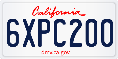 CA license plate 6XPC200