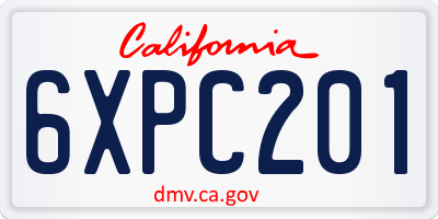 CA license plate 6XPC201