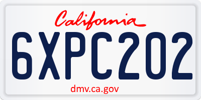 CA license plate 6XPC202