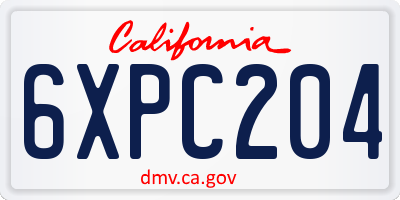CA license plate 6XPC204