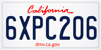 CA license plate 6XPC206