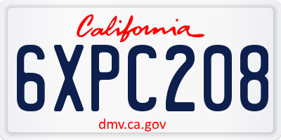 CA license plate 6XPC208