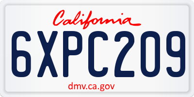 CA license plate 6XPC209