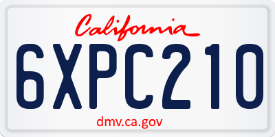 CA license plate 6XPC210
