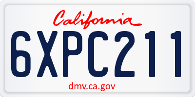 CA license plate 6XPC211