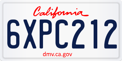 CA license plate 6XPC212