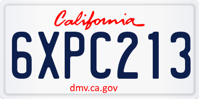 CA license plate 6XPC213