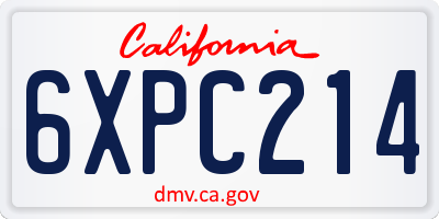 CA license plate 6XPC214