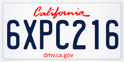 CA license plate 6XPC216