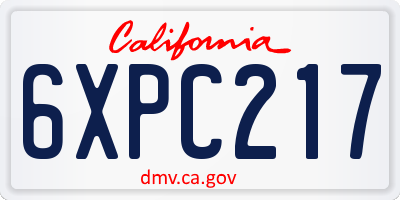 CA license plate 6XPC217