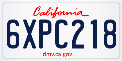 CA license plate 6XPC218